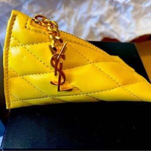Saint Laurent Yellow coin/air pod case Brand new in box
